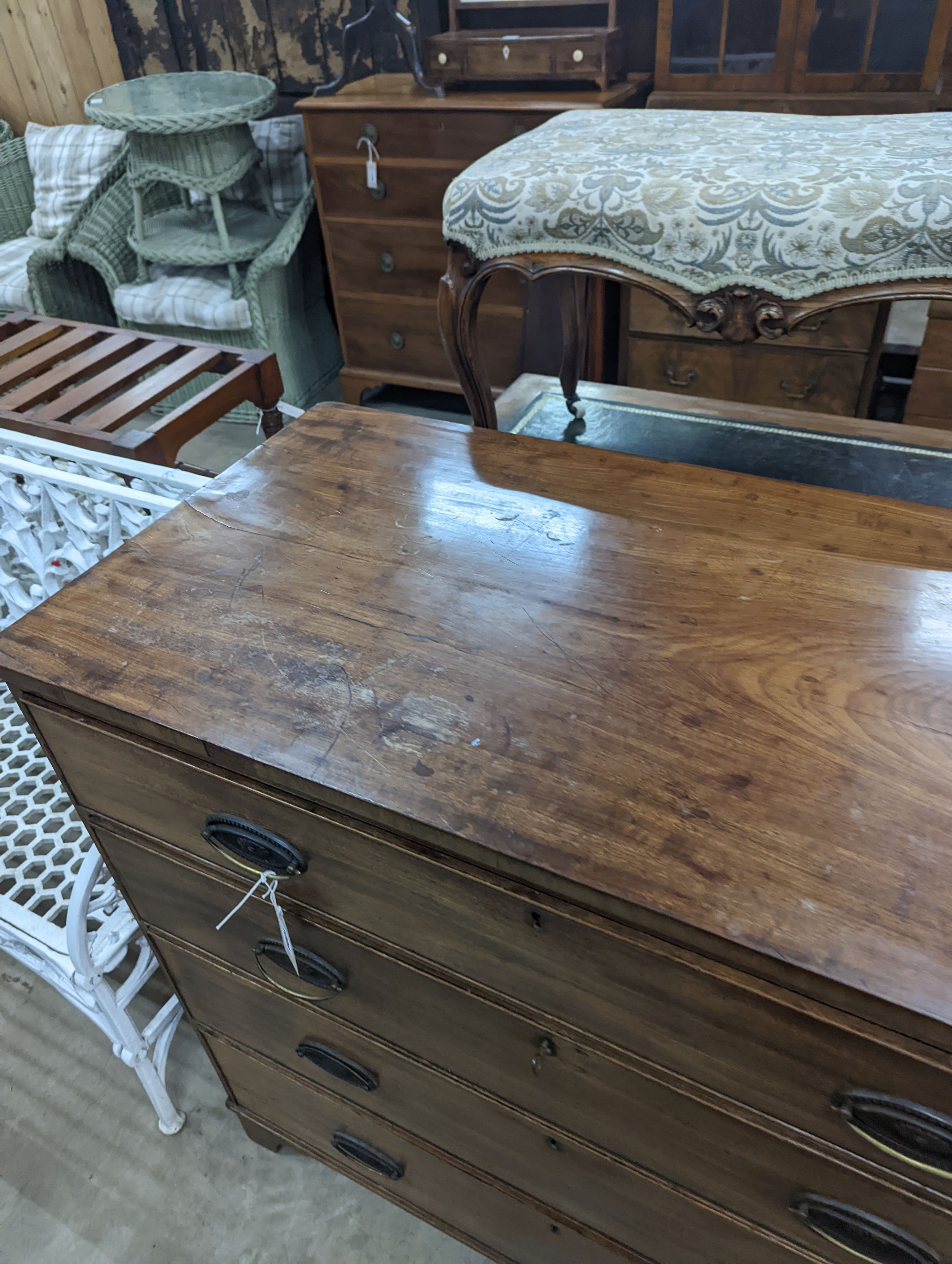 A George IV four drawer mahogany chest, width 107cm, depth 53cm, height 100cm